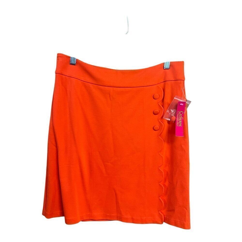 Catherine  Orange Blaze Mock Wrap Skirt Sz 8 NWT